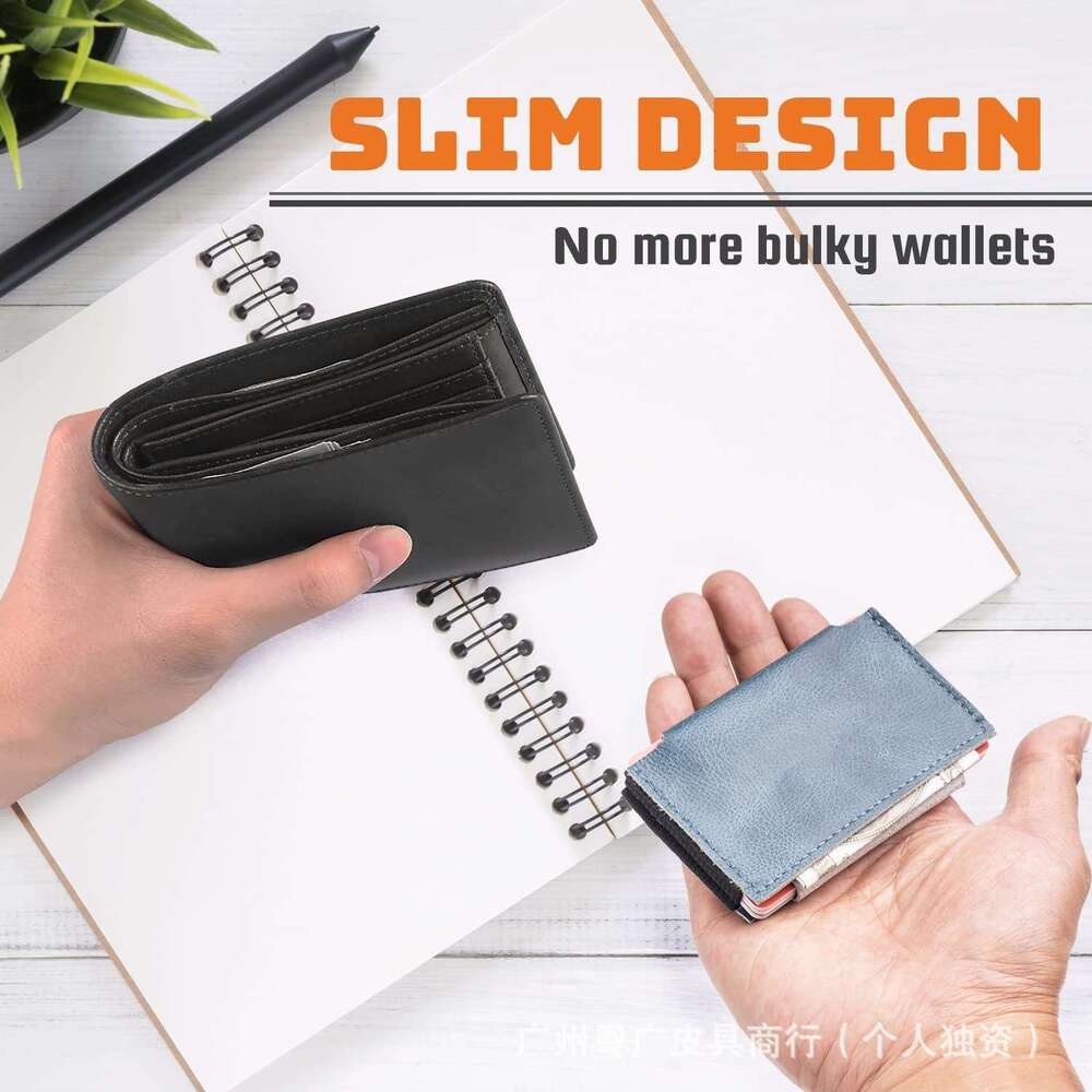 New Men's Genuine Leather Multi-Functional Portable Mini Sleeve Business Card Holder Compact Wallet