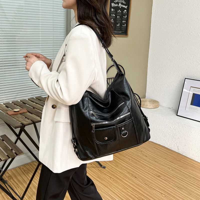 Street Retro Fashion Trend Womens Shoulder Crossbody Bag Zipper Large Capacity Travel Purse and Handbag Casual Backpack XJ250604