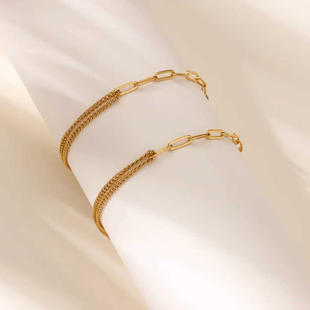 Stainless Steel Anklet Bracelets For Women Gold Color Chain Anklets Trendy Summer Beach Aesthetic Jewelry Accessories Femme W250604