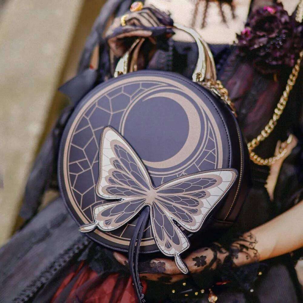 LovelyLota original design moon goth beautiful round butterfly lolita cute girl shoulder bag College