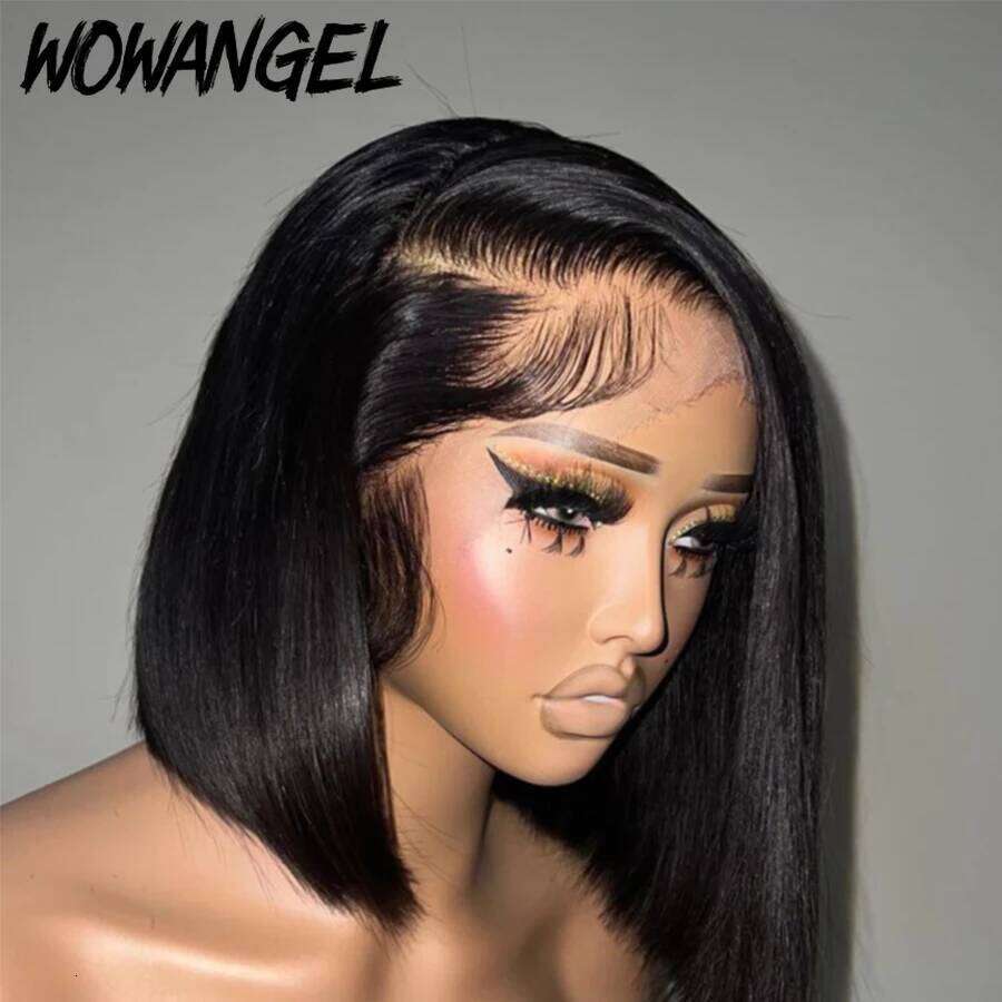 180% Wigs Short Bob Wig 100% Human Hair Invisible Front Pre Plucked Hairline Melty Skin HD Lace For Women