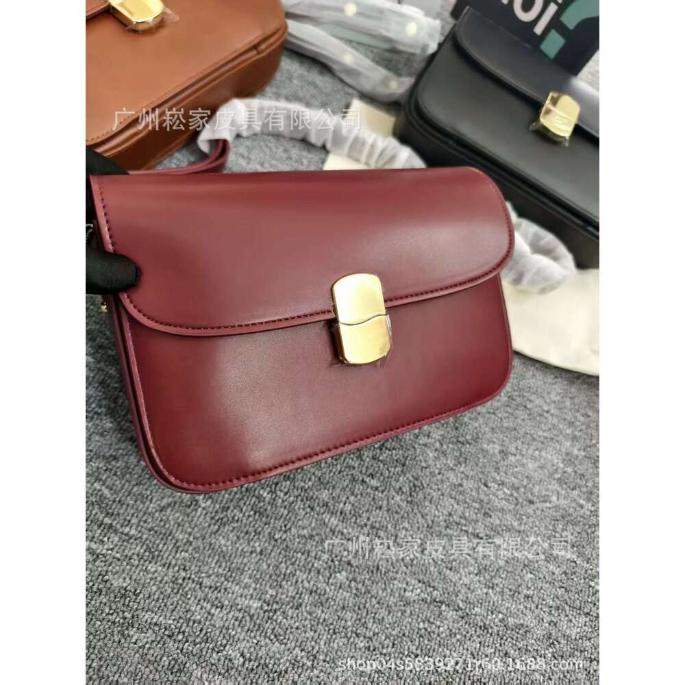 Women's Bags Designer Women's Bags Designer French Sezane Small Square Genuine Leather Melard Shoulder Tote Bag With Metal Lock