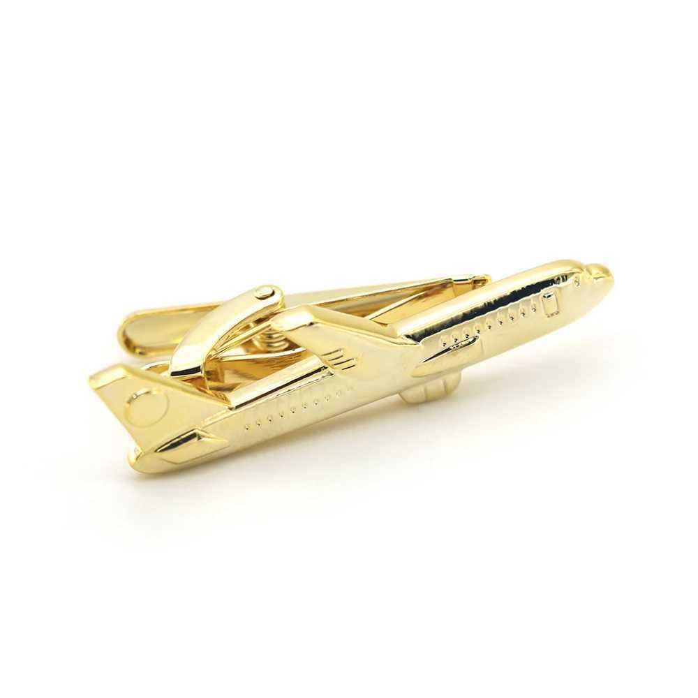 Quality Brass Material Novel Golden Color Plane Tie Pin For Men Aircraft Tie Clips Wholesale Retail W250604