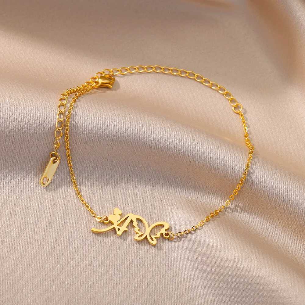Initial Letter Butterfly Anklets For Women A-Z Letters Butterfly Stainless Steel Anklet Summer Beach Jewelry Gift W250604