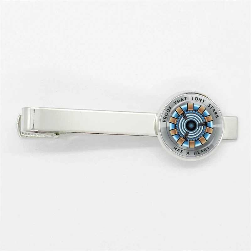 Proof That Tony Stark Has A Heart Tie Clips High Quality Glass Dome Photo Jewelry Men Necktie Clip Pin Suit Accessories W250604