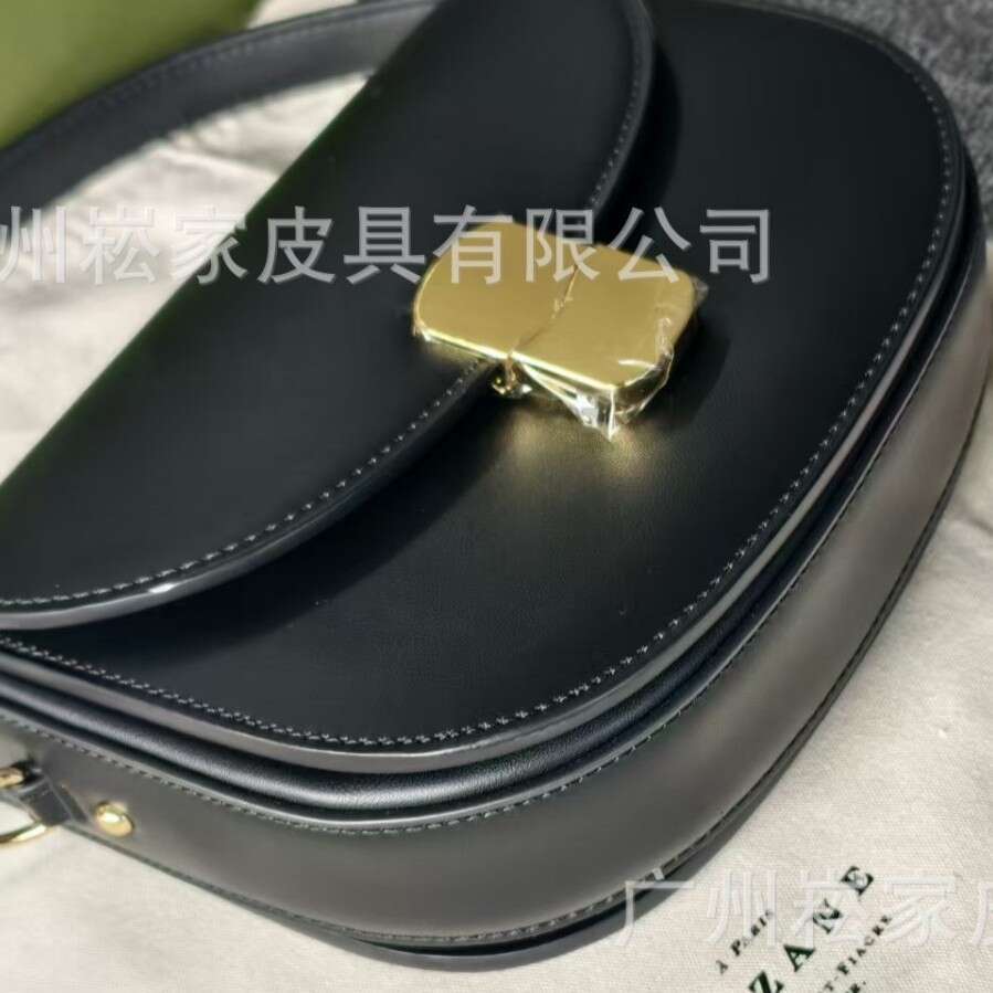 Women's Bags Designer French Sezane Saddle Women's High-End Fashion Leather Metal Lock Bag Shoulder Crossbody