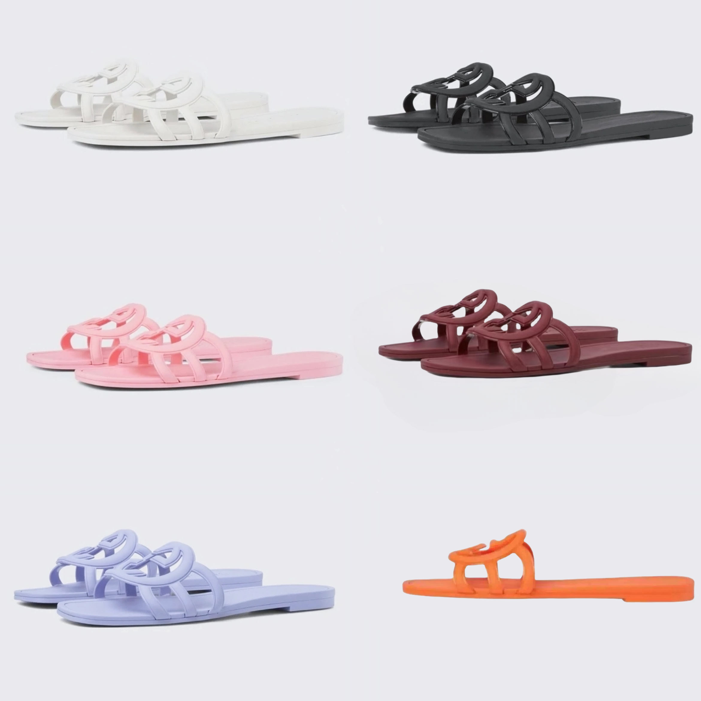 Designer GG Hollow Out Sandals Women Brand Slippers Ladies Flat Beach Jelly Script Orange Summer Fall Mules Outdoor Waterproof Slippers With Dustbag 35-42