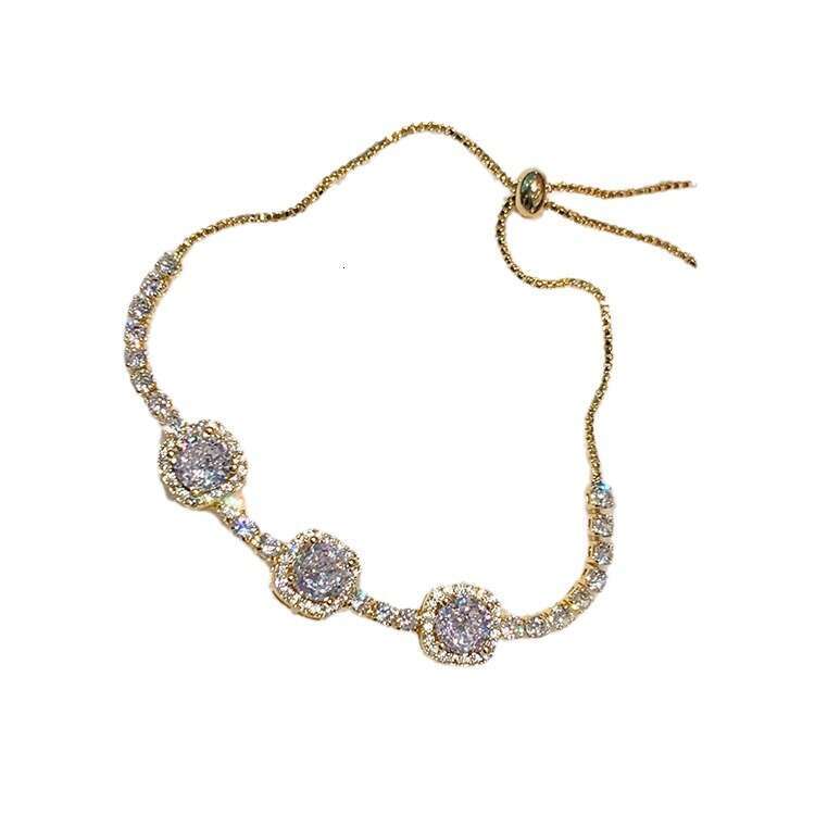 Gold Plated Zircon Square Adjustable Bracelet 2025 New Fashion Commuter Trendy Internet Celebrity Women's Jewelry