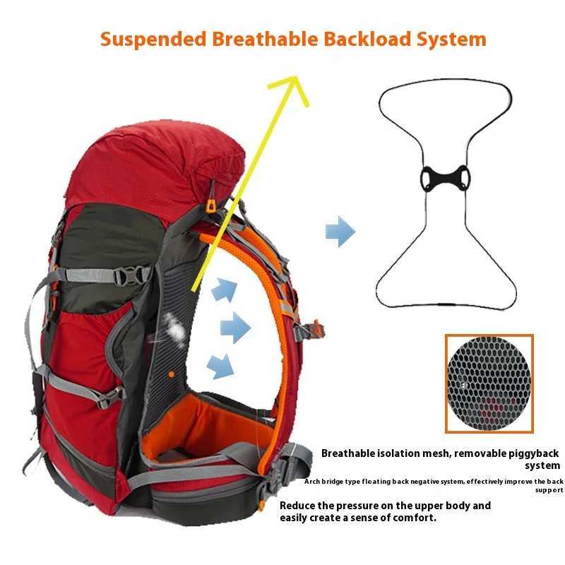 48L Camping Backpack Travel Bag For Men Large Capacity Outdoor Sport Trekking Hiking Mountaineering Shoulder Bag with Rain cover W250603