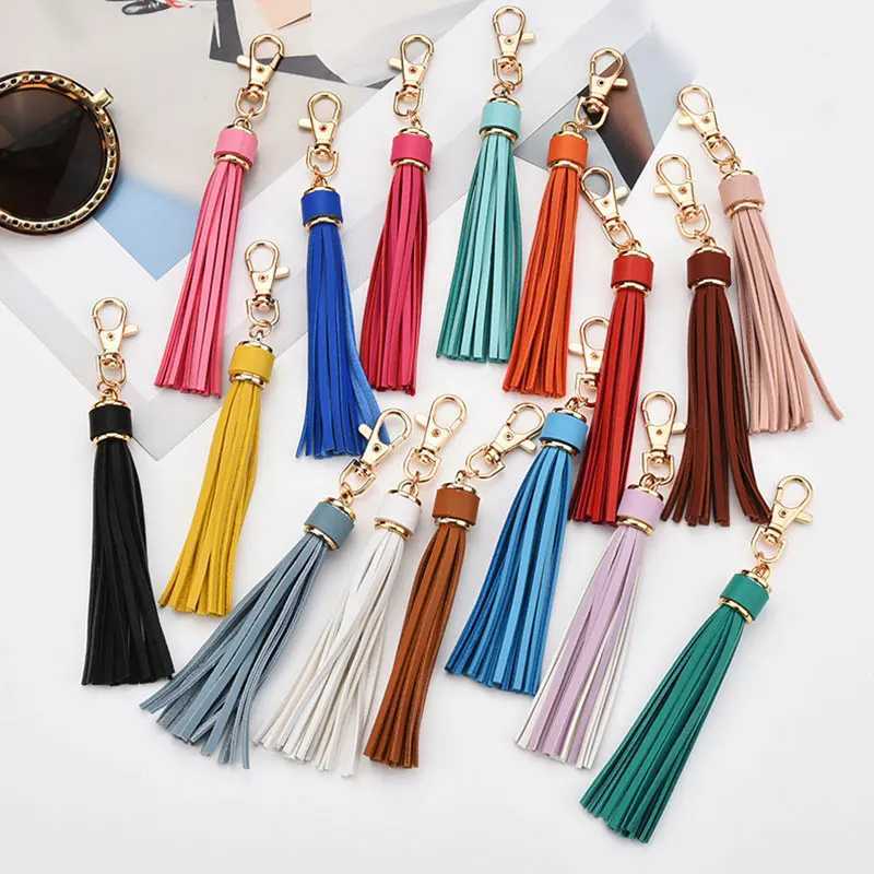 Fashion PU Leather Tassel Key Chain Women Cute Tassel Keychain Bag Accessories Decoration Tassels Car Key Ring Fringe Jewelry W250604