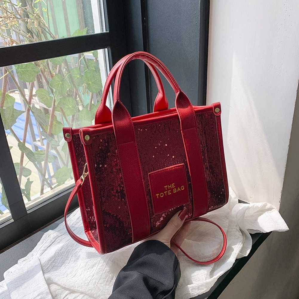 Women Party Tote Bag PU Leather Sequins Top-Handle Bags Casual Fashion Shiny Portable Adjustable Straps Shopper Tote Purse XJ250604