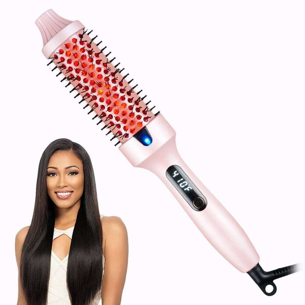 Negative Ion 1.5 Inch Thermal Heat Heated Round Brush Straightener Hair Dryer Hot Comb Infrared Curling Iron