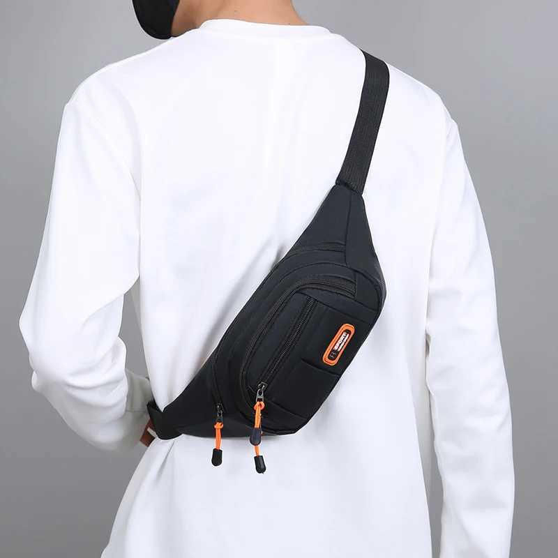 1 waist bag adjustable shoulder strap zipper closure side backpack for hiking running and outdoor activities W250604