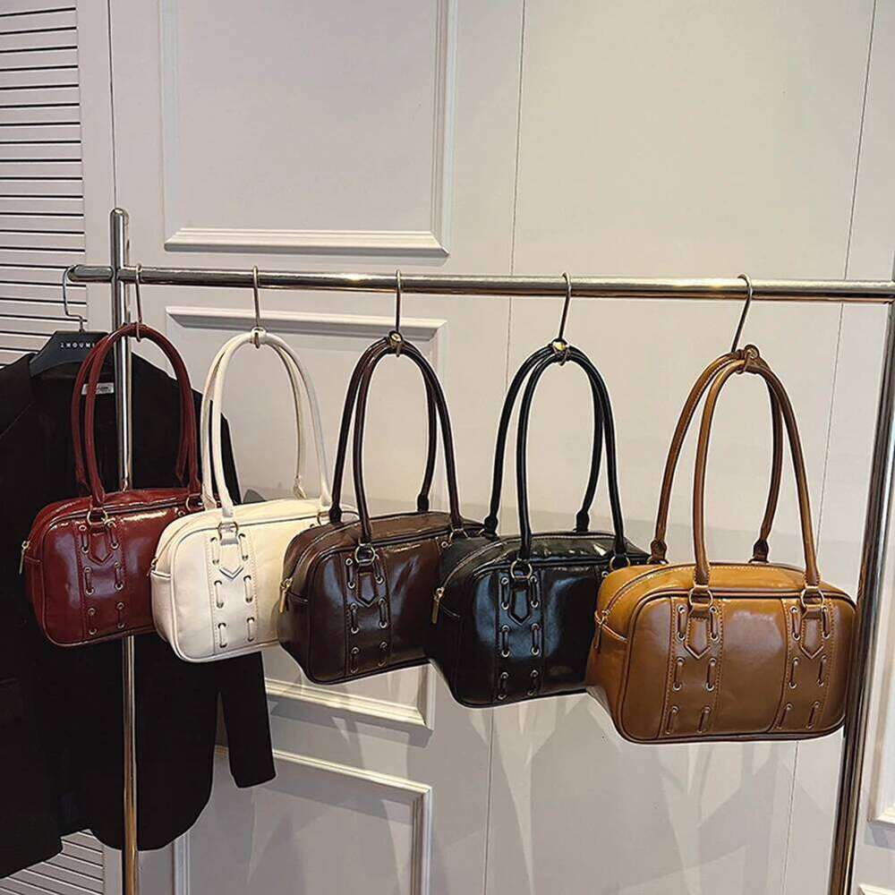 Women's Bags Designer Shoulder Bags For Women PU Leather Female Boston Solid Color Ladies Underarm Retro Handbag Commute Tote Bag