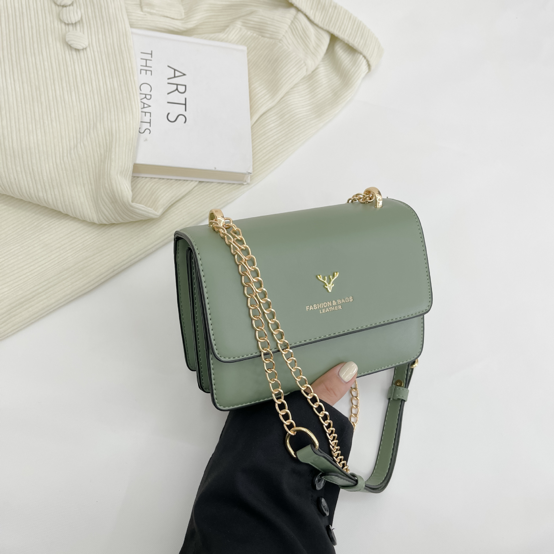 New Fashion Designer Metal Underarm Bag Single Shoulder Crossbody Bag Korean Style Chain Bag Bags Shopping Bag One Deer Has You Free Shipping Women�