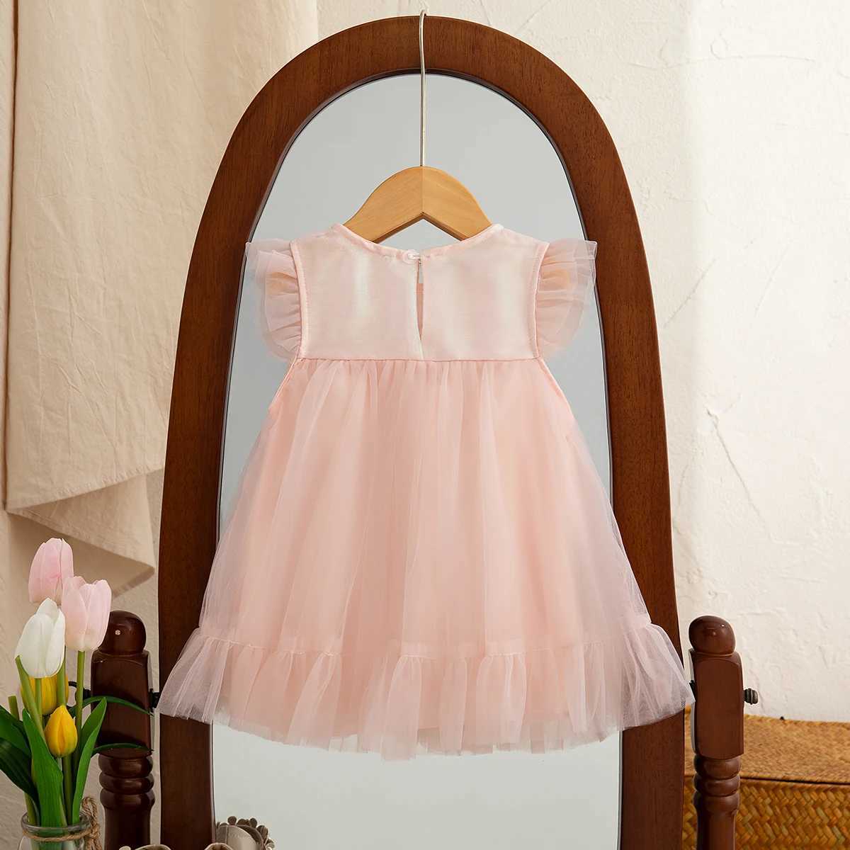 Baby Girl Princess Dress Summer White Gauze Dress for Kids Wedding Flower Flying Sleeve Girl Dress R250530