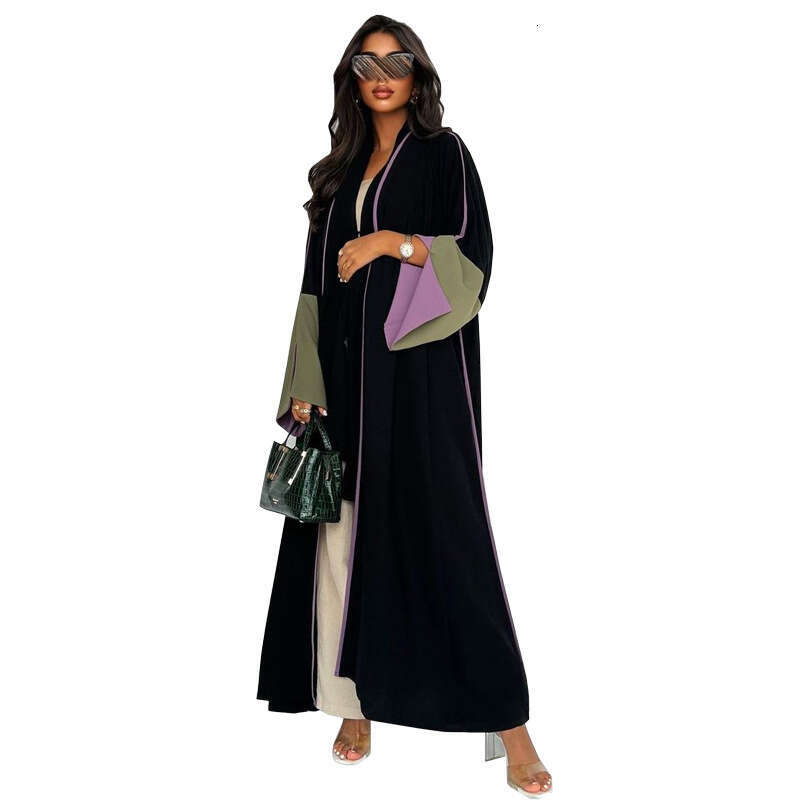 Mq139 Cardigan Summer Dubai Elegant Long Dress Fashion Patchwork Large Sleeves Abaya B5