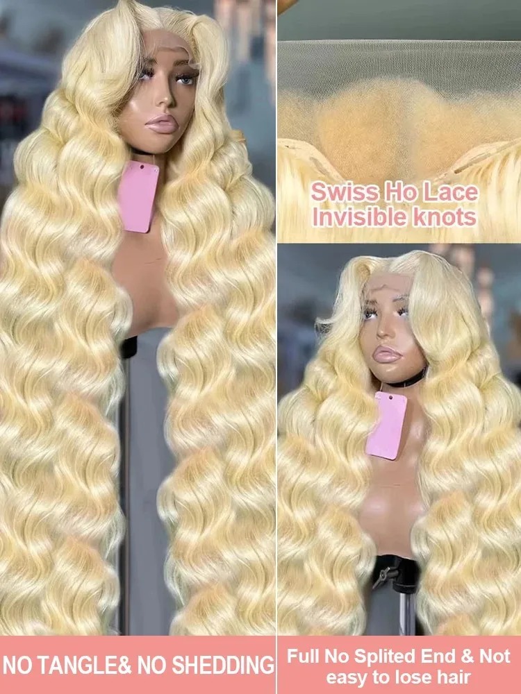 613 Human Hair Wig 40 Inch 13x6 HD Lace Frontal Wig Body Wave Lace Front Wig Brazilian Hair Blonde Wig For Women 200 Density Glueless Ready To Wear