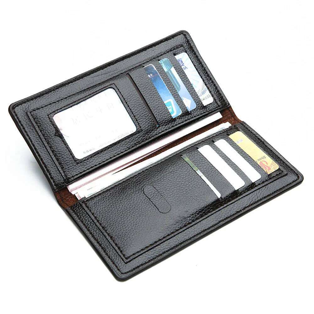 Men's Wallet PU Leather Multi Functional Long Travel Thin Youth Bag Large Banknote Passport Card Holder Money Purses