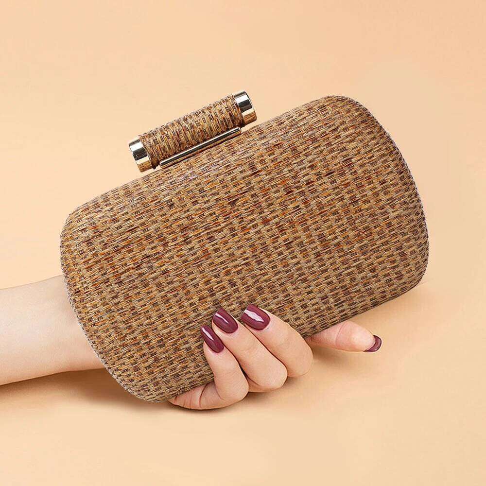 Summer Crochet Vintage Dinner Ladies Hand-Woved Evening Trend Straw Weaving Clutch Women Fashion Chian Crossbody Bag