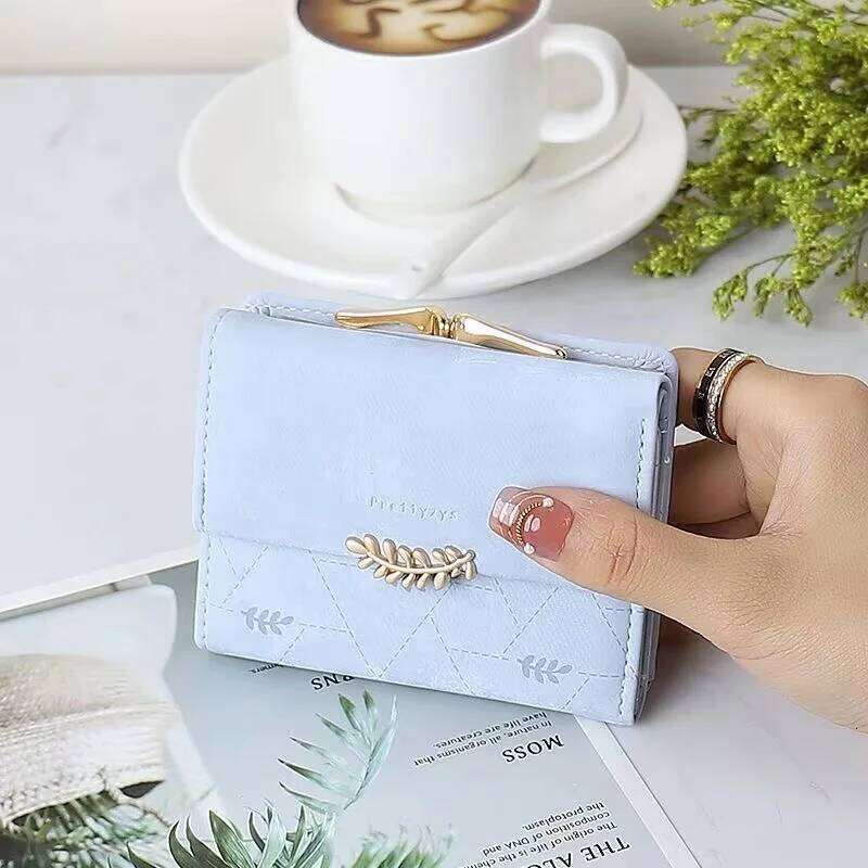 Autumn winter new women's short wallet Europe and the United States retro frosted coins student coin purse high texture Pu l