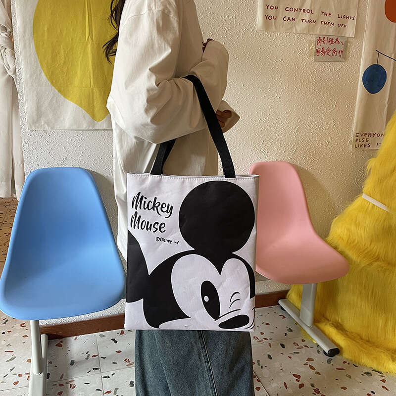 Casual Large Capacity Tote for Women Summer New Cartoon Canvas Travel Commuter Shoulder Bag