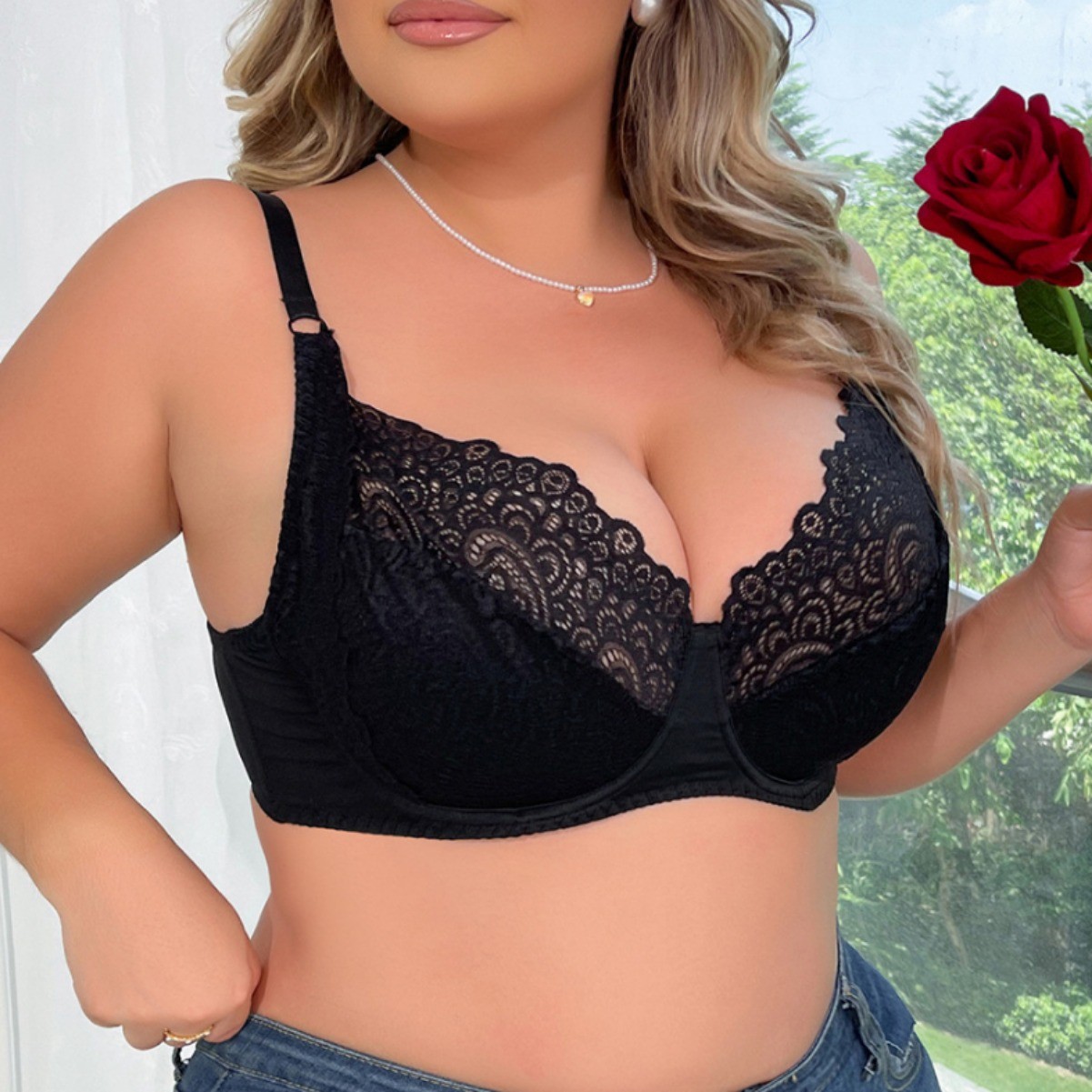 Beauwear Underwire Bralette Ultra Thin Lounge Bra Lace Bras Plus Size Women Underwear D Full Cup Lingerie Plus Size 40-46 Bras Underwire Bra for Big B