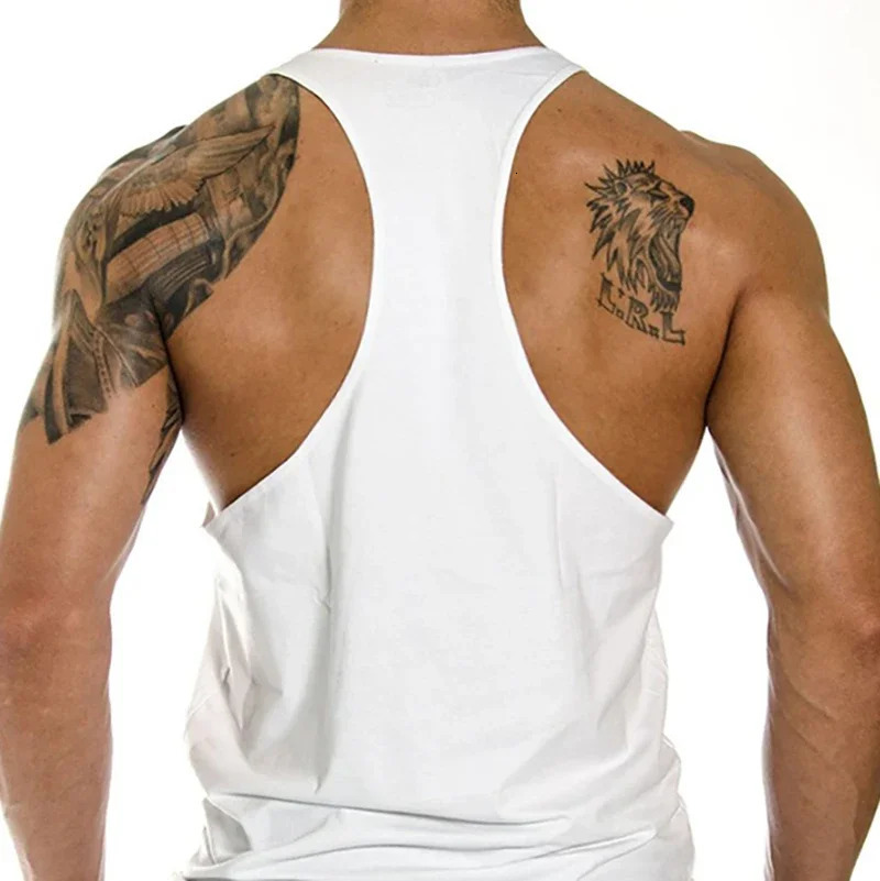Summer Cotton Bodybuilding Muscle Stringer Tank Top Men Fitness Workout Y BACK Vest 250604
