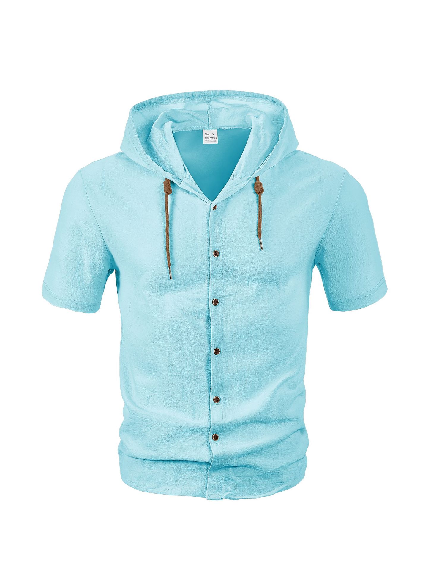 mens designer t shirt camisa de lino men dress shirt Men's Stylish Breathable Thin Hooded Short-Sleeved Cardigan Coat