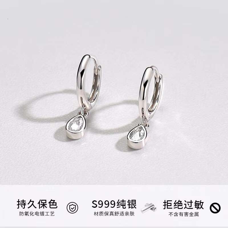 Fashion earrings 925 pure silver jewelry Moissanite earrings water drop shape hoop earrings ladies jewelry