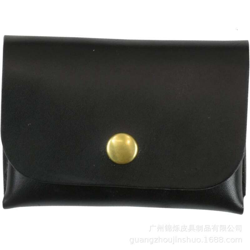 Hot Selling Compact Men's Genuine Leather Short Snap Button Wallet High-end Solid Color Portable Small Bag