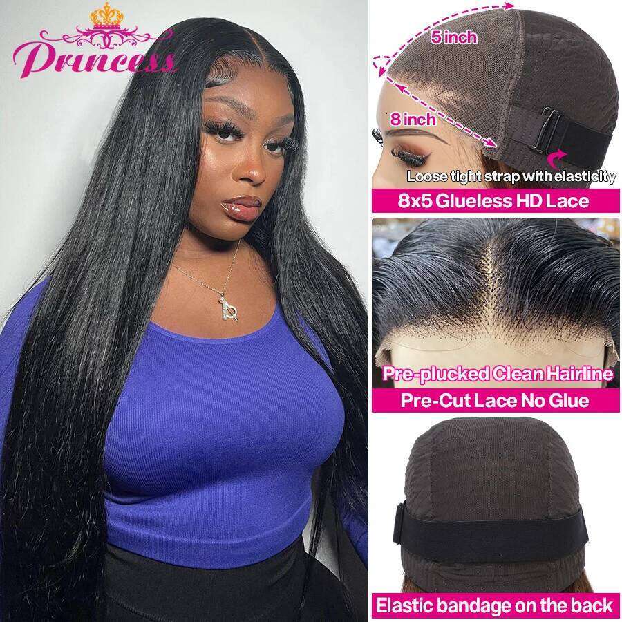 Princess 13x6 13x4 HD lace Frontal Preplucked Glueless Wig Ready to Wear Straight Human Hair Wigs for Women