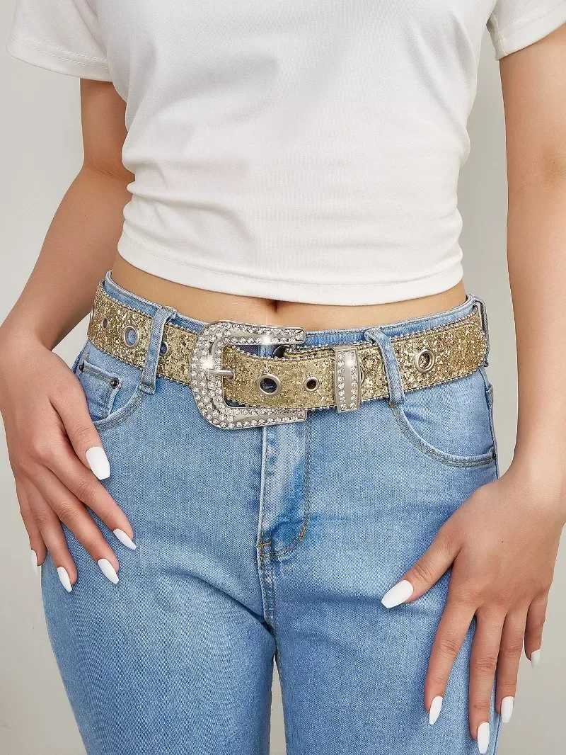 Punk Rhinestone Belt Brand 3.8cm Y2k Bling Sequin Designer Belts Pu Fashion Waistband Jeans Pants Decor Belt for Women Men W250604
