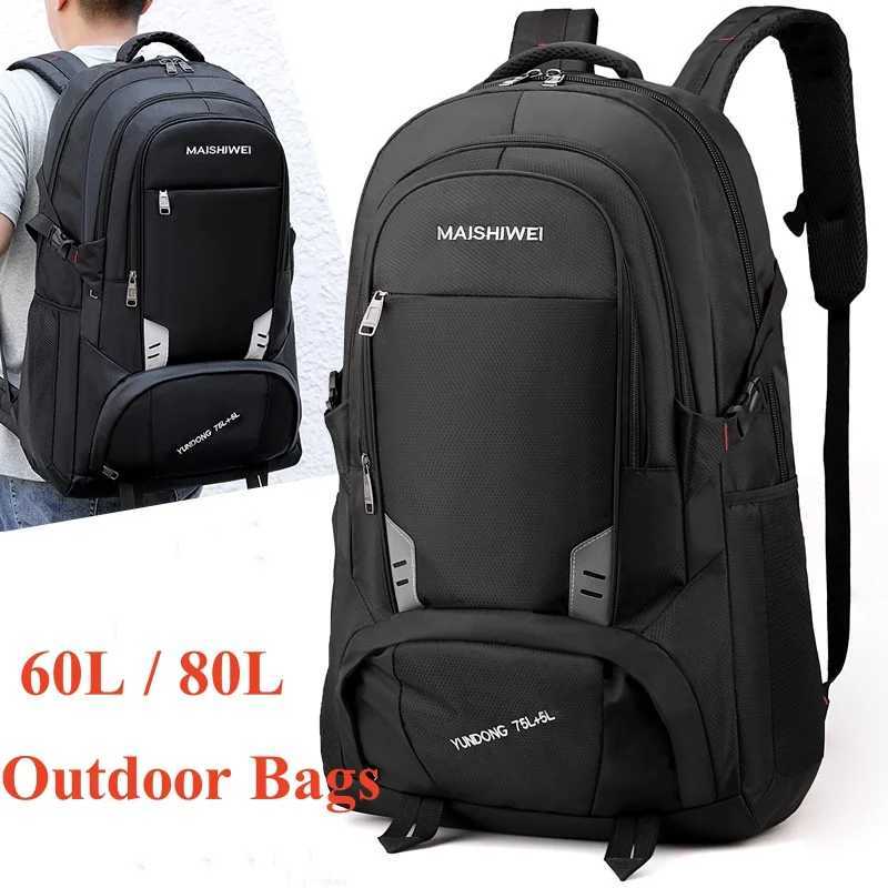 60L 80L Outdoor Hiking Sports Backpack Waterproof Oxford Large Capacity Camping Travel Bag Men Cycling Leisure Luggage Rucksack W250603