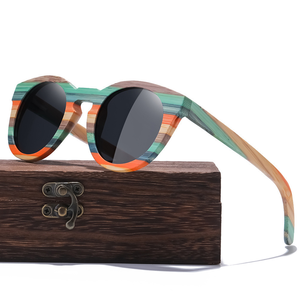 GM Fashion Skateboard Wood Bamboo Sunglasses Polarized Womens er Wood Sunglasses UV400 241114
