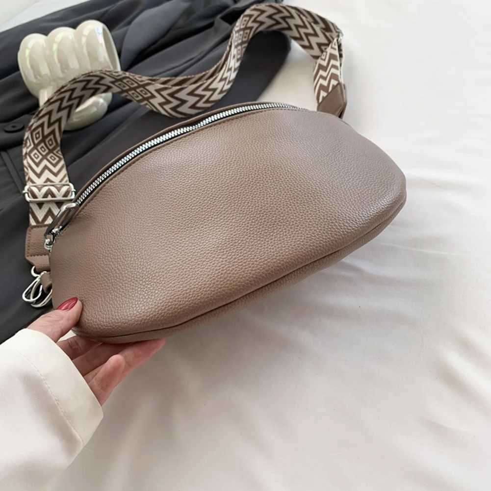 PU Leather Bum Bags Wide Strap Crossbody Pouch Chest Purse Jacquard Weave Waistpack Sports Fanny Packs Half Moon Belt Bag Bolsa W250604