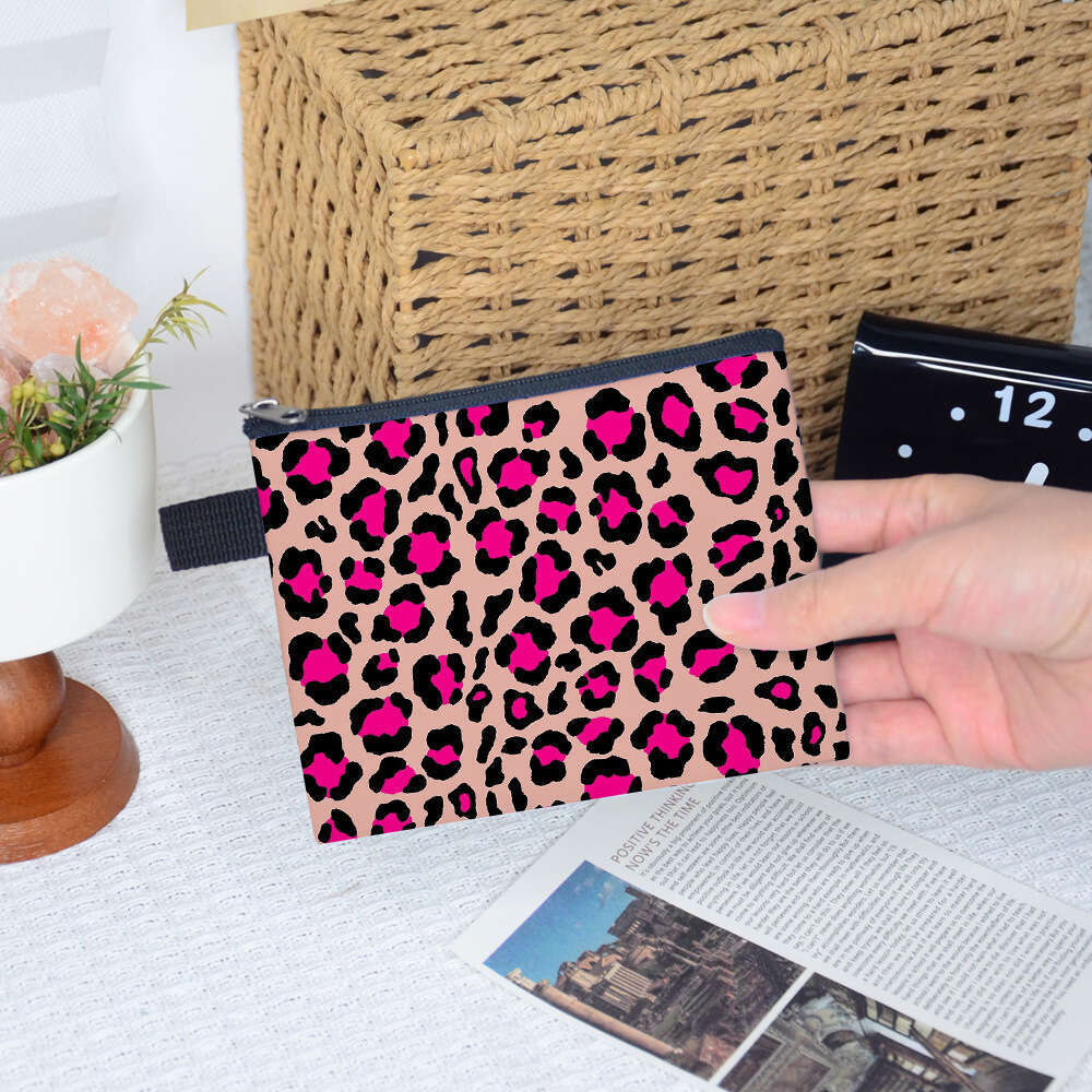 Leopard Print Small Coin Purse Simple ID Card Key Storage Bag Women Portable Clutch