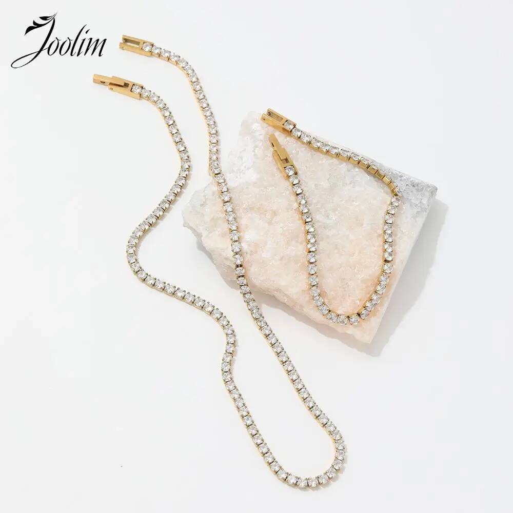 Joolim Jewelry Wholesale Non Tarnish & Waterproof CZ Tennis Stainless Steel Choker Necklace For Women