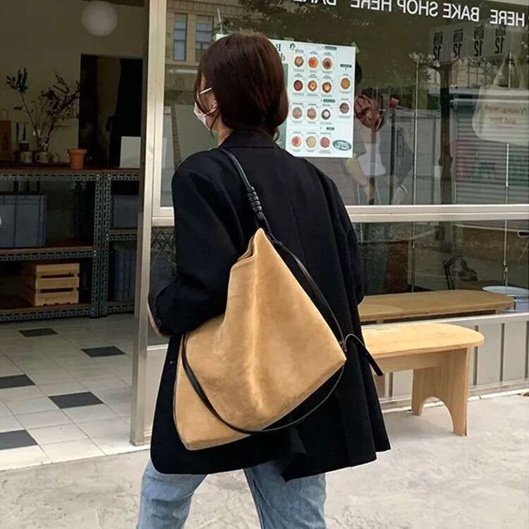 Korean Style Suede Underarm for Women 2025 New Large Capacity Tote Versatile Handbag Shoulder Bag