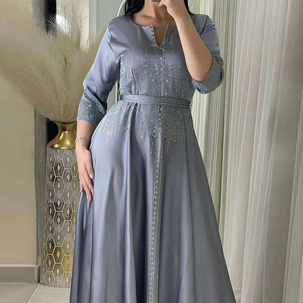 Because0247 Muslim Embroidered Evening Gown With Rhinestones B5
