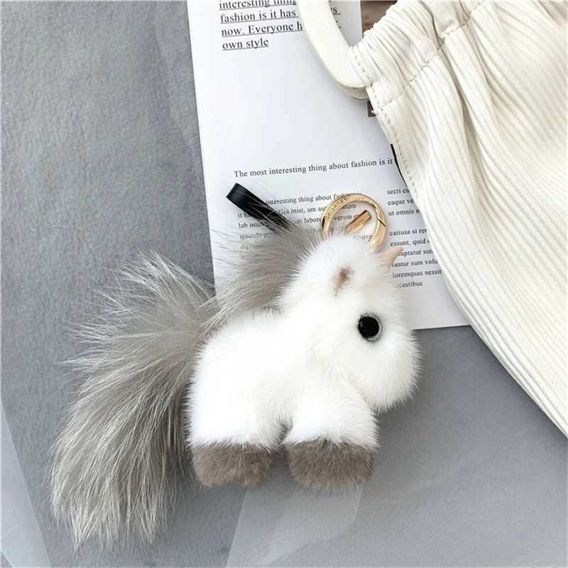New Mink Fur Unicorn Keychain Women Bag Key Chain Pendant Decoration Jewelry Bags Hangings Accessories Gifts Car Decoration W250604