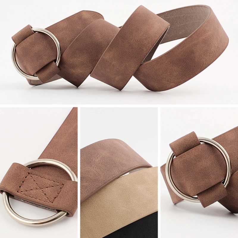 Fashion Needleless Metal Round Ring Buckle Belt for Women Strap Girdle for Leisure Dress Jeans Decorate Waistband Width 3X105cm W250604
