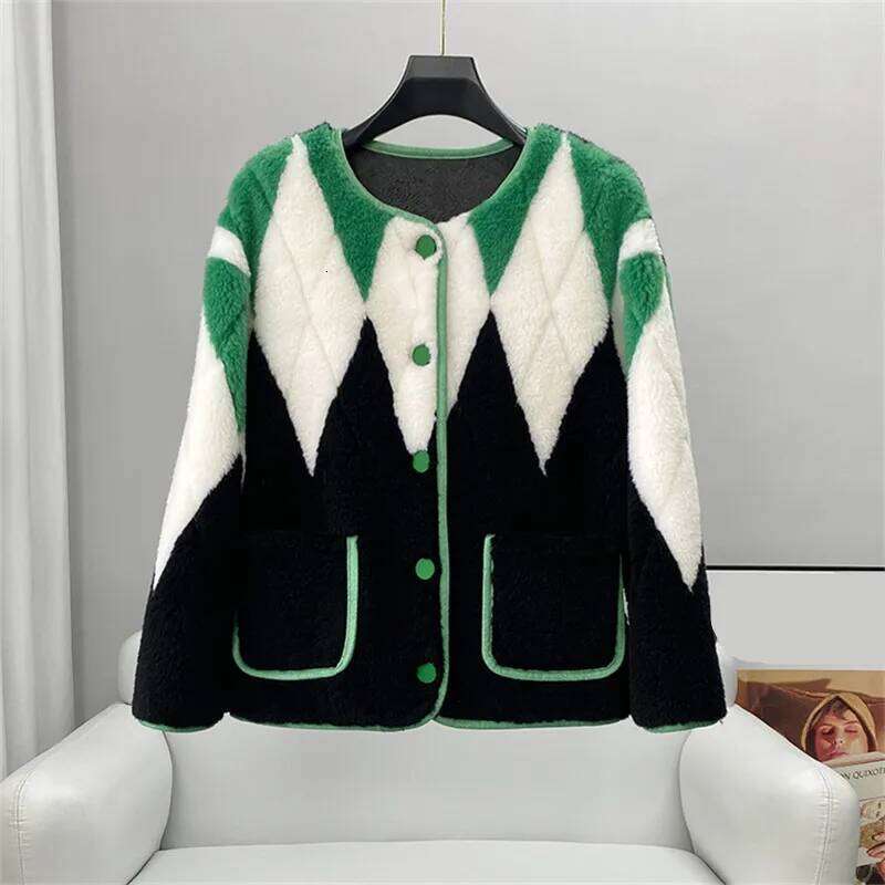 PUDI Women Genuine Wool Fur Fashion Coat Hot Sale Pattern Design Jacket CT256