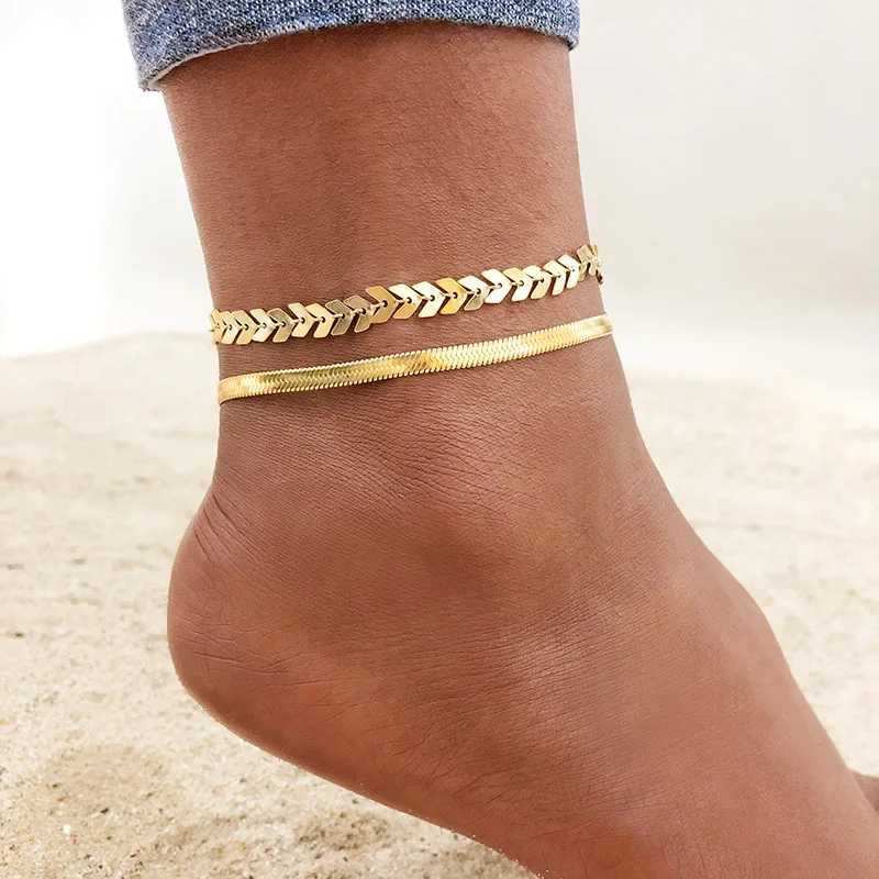 Anti Allergy Stainless Steel Women Snake Chain Anklets Summer Ocean Beach Ankle Foot Leg Bracelet Mother Daughter Gift Jewelry W250604