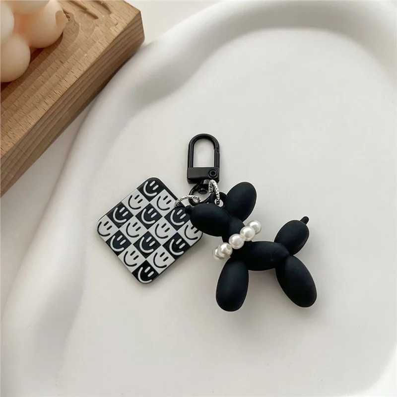 IFYOUOO Cool Acrylic Cartoon Balloon Dog Keychains Black Color Heart Flower Pendant Phone Chain Key Buckle Accessories Bag Toys W250604