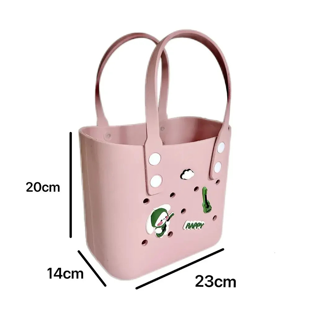 Children Beach DIY Hole Bags Fashion Cute Summer Storage Baskets Outdoor Handbag Picnic Tote Small Solid Color Eva Jelly Bag 250603