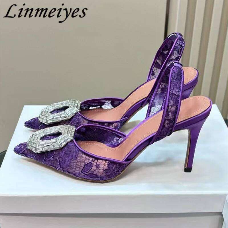 Rhinestone Slippers Woman High Heels Party Dress Shoes Summer Slides Stiletto Crystal Gladiator Sandals Women