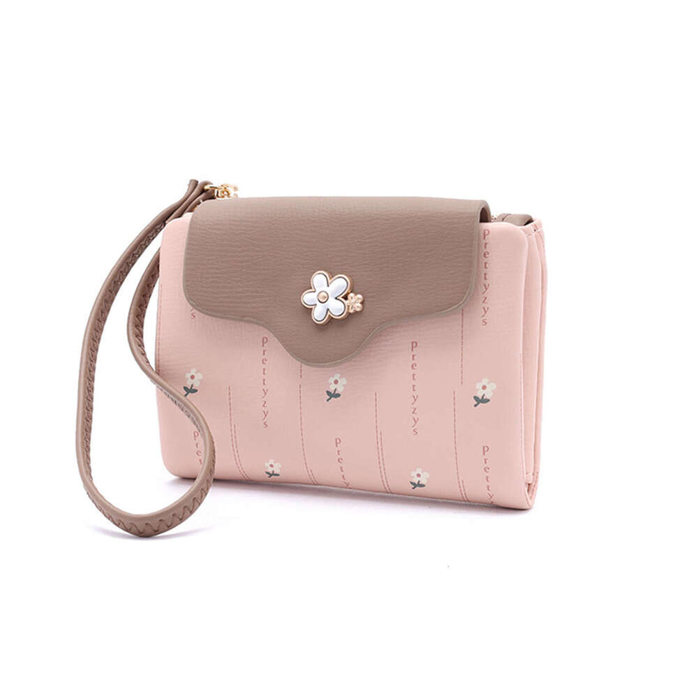 New Wallet INS Women 80% off Short Card Holder Student Color-Block Floral High-End Zipper Coin Purse