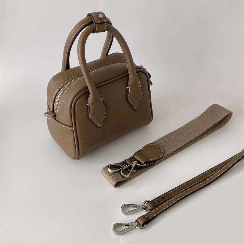 Women's Bags Designer Women's Wear Free Custom Initials Genuine Leather Boston Bags For Women Designer Handbags Purses New In Natural Cowhid