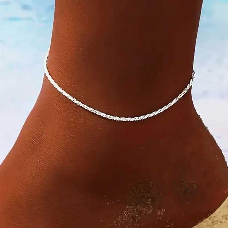 Huitan Exquisite 925 Sterling Silver Anklet Luminous Stylish Female Show Off Legs Jewelry Accessory Summer Beach Party Jewelry W250604